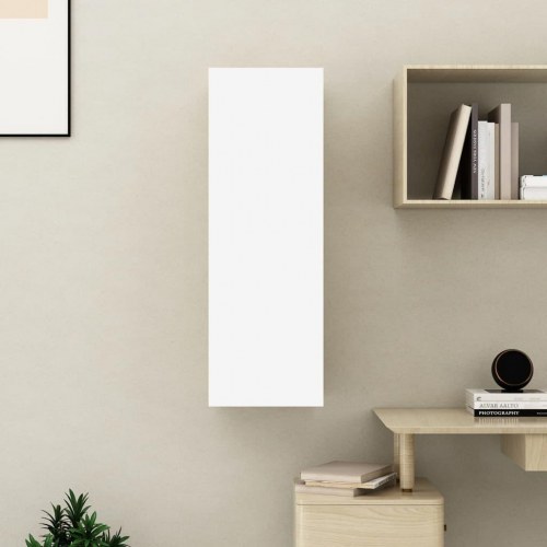 Tv-bord 30,5x30x90 cm konstrueret træ hvid og sonoma eg