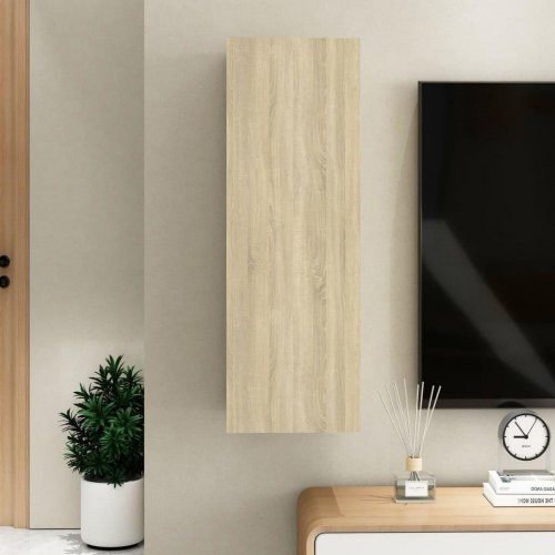 Væghængt tv-bord 30,5×30×90 cm i sonoma-eg - konstrueret træ