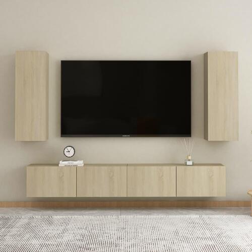 Tv-bord 30,5x30x90 cm konstrueret træ sonoma-eg
