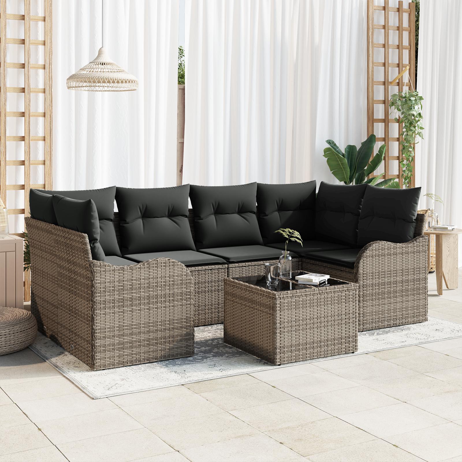 Havesofa Sæt med pude med opbevaring 7 stk Grå 55 x 55 x 37 cm