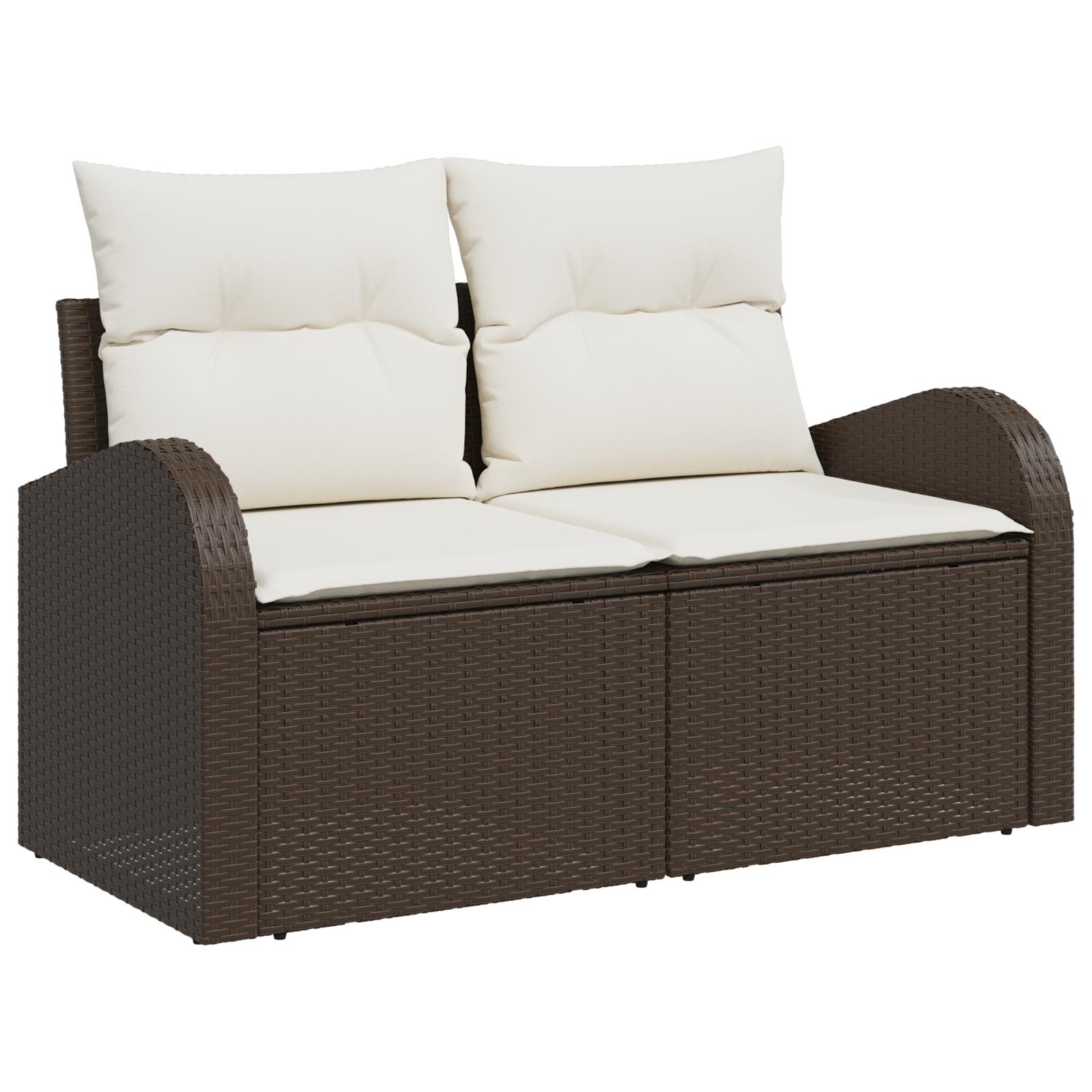 Havesofa Sæt med pude 5 stk Brun og Creme 55 x 55 x 37 cm