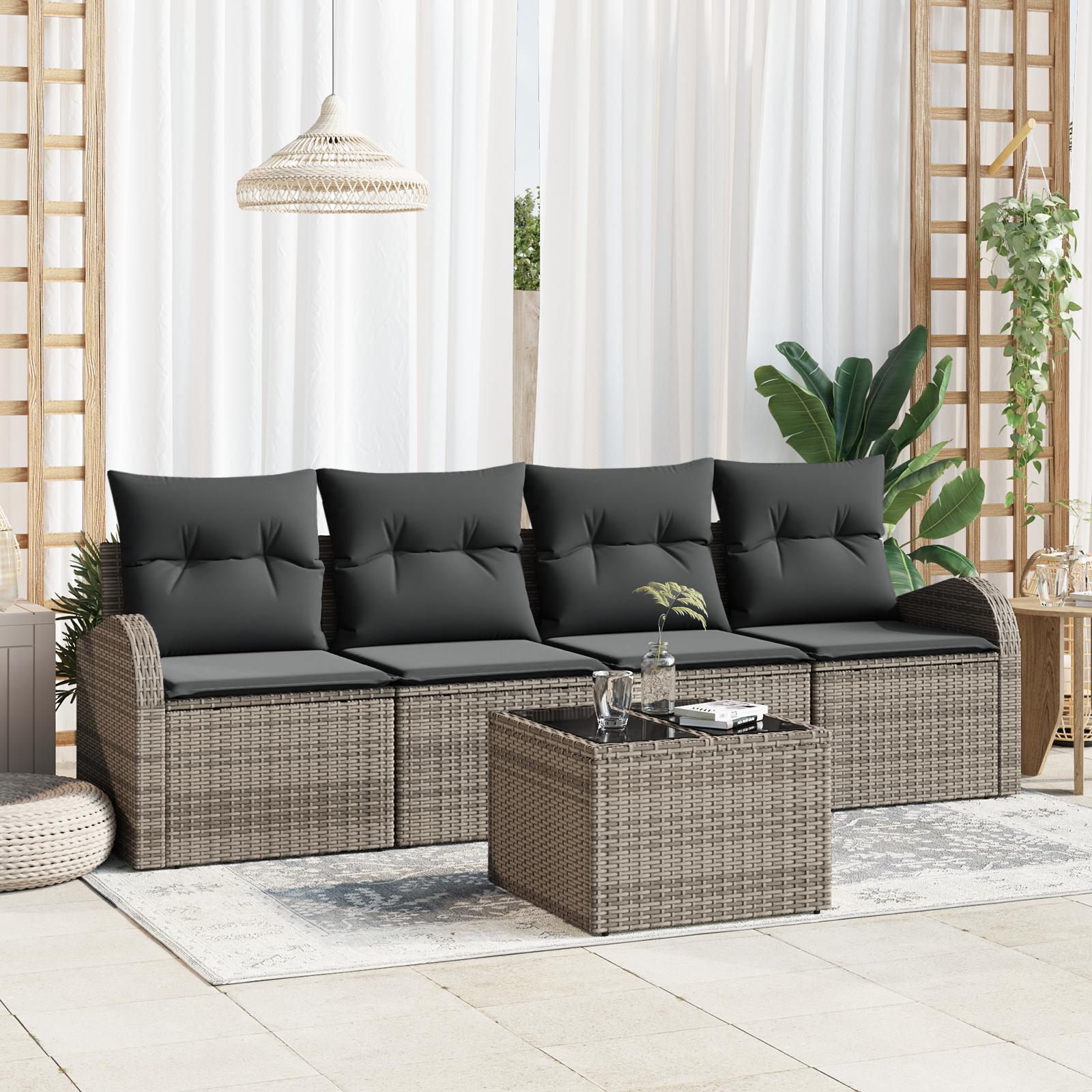 Havesofa Sæt med pude med opbevaring 5 stk Grå 55 x 55 x 37 cm