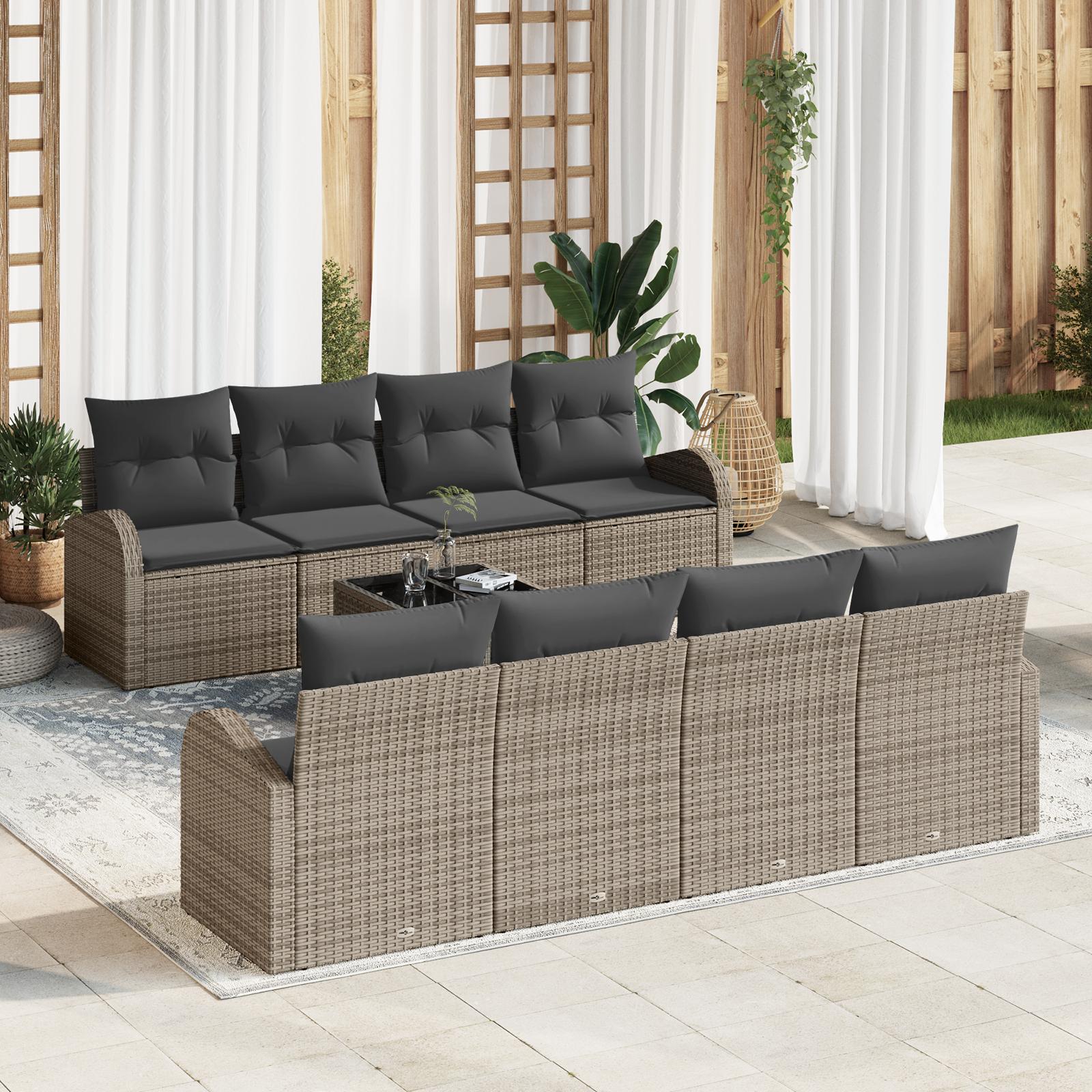 Havesofa Sæt med pude med opbevaring 9 stk Grå 55 x 55 x 37 cm
