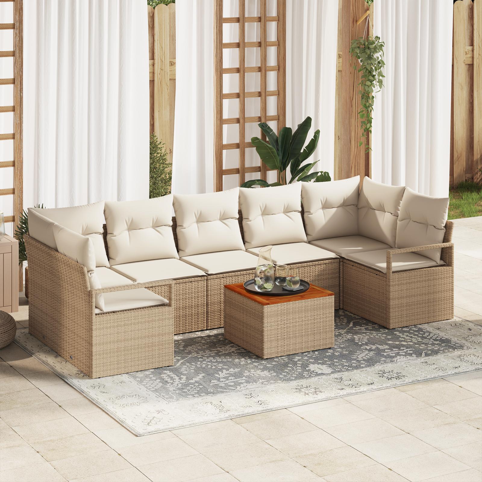 Havesofa Sæt 8 stk Beige og hvid
