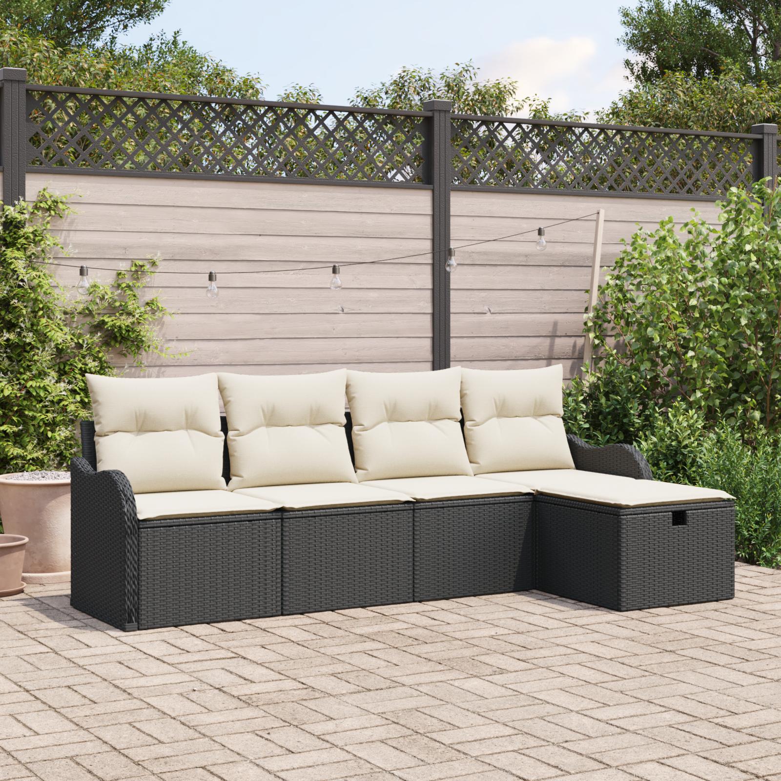 Havesofa Sæt 5 stk Sort og cremefarvet 231 x 117 x 85 cm