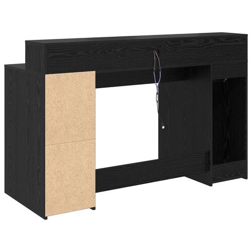 Skrivebord Sort Egetræ 140x55x91 cm Konstrueret Træ