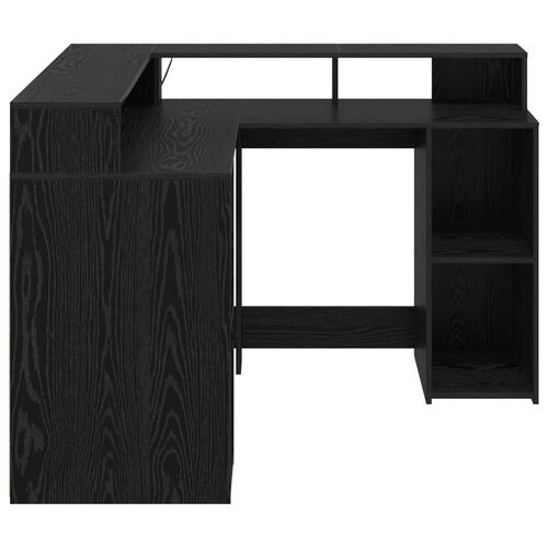 Skrivebord Sort Egetræ 130x130x91 cm Konstrueret Træ