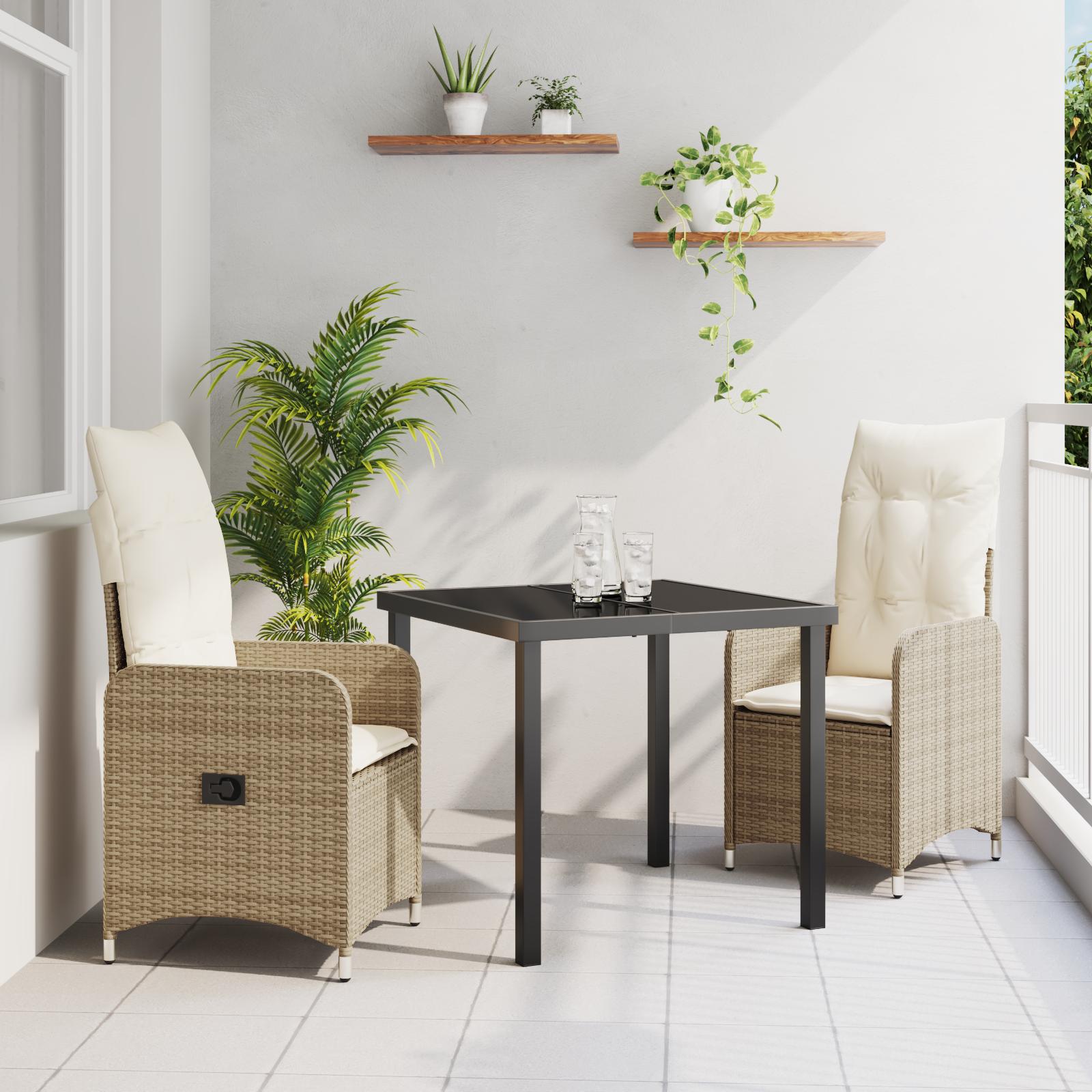 Have Spisebordssæt med pude 3 stk Beige Poly rattan