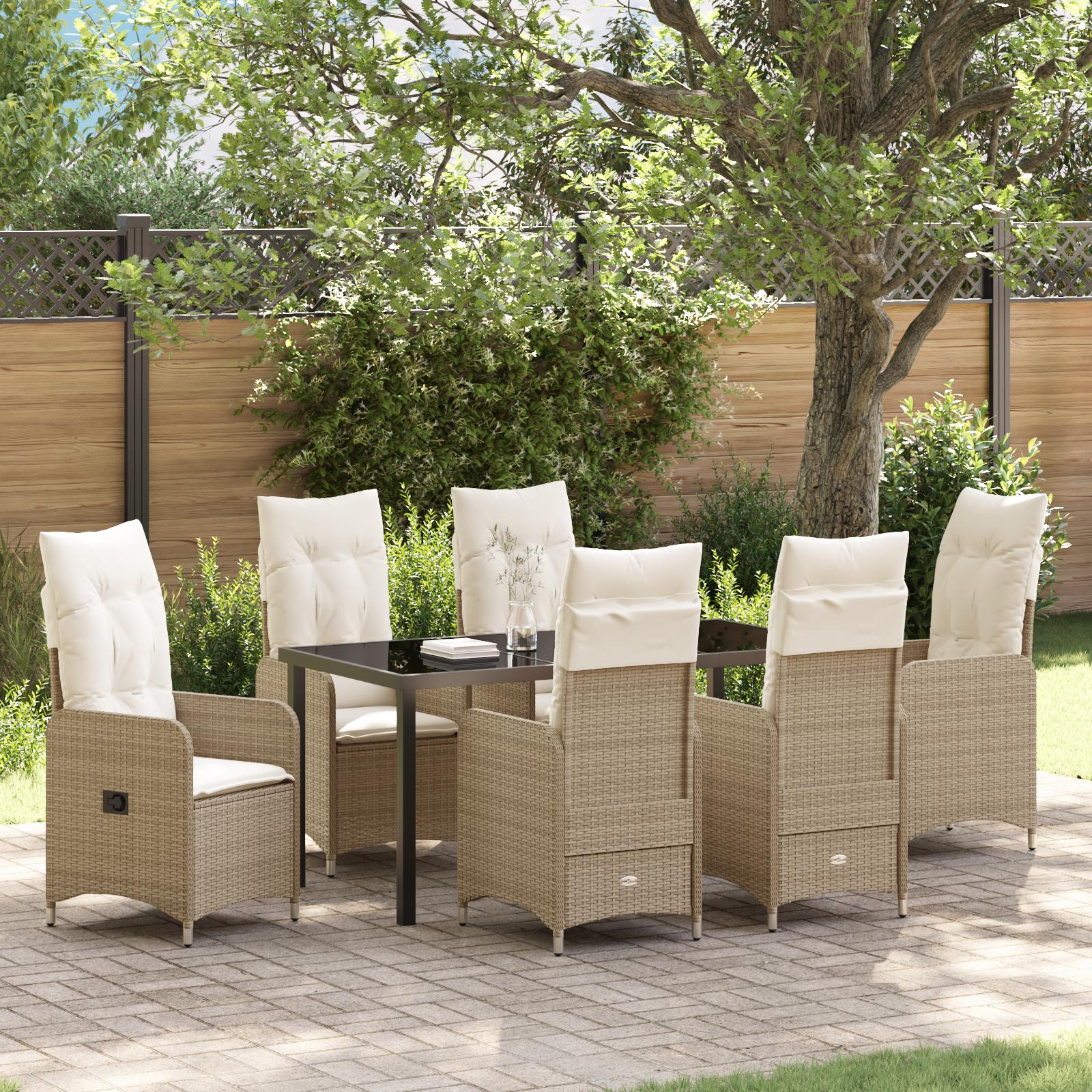 Have Spisebordssæt med pude 7 stk Beige Poly rattan