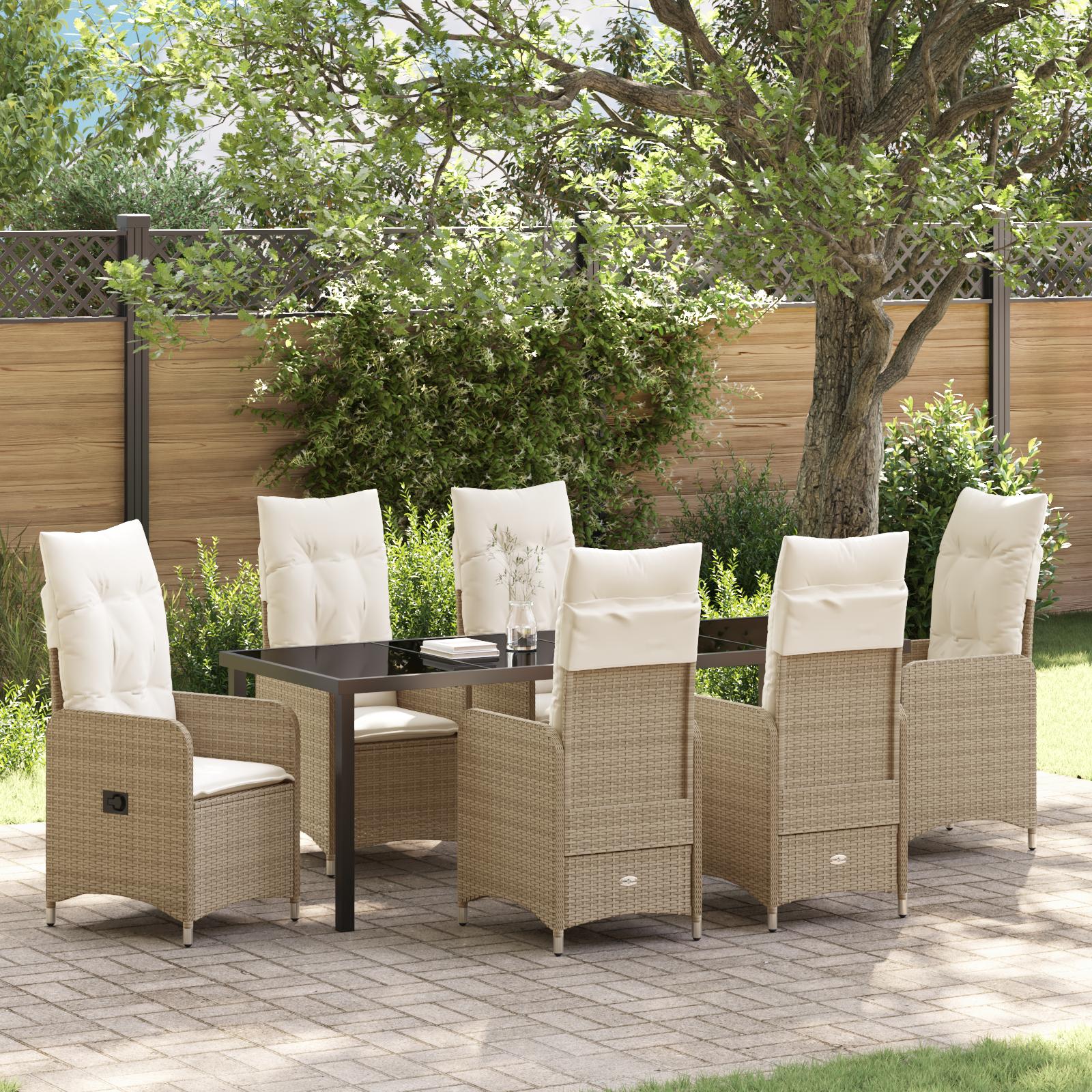 Have Spisebordssæt med pude 7 stk Beige Poly rattan