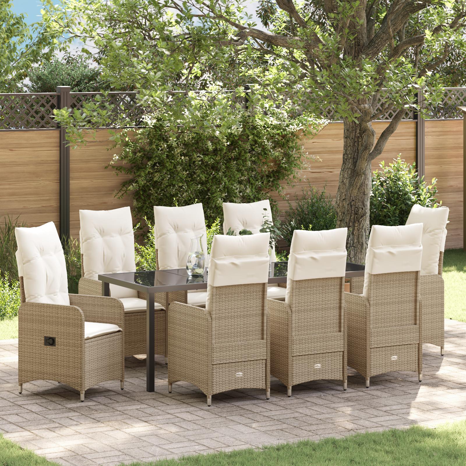 Have Spisebordssæt med pude 9 stk Beige Poly rattan