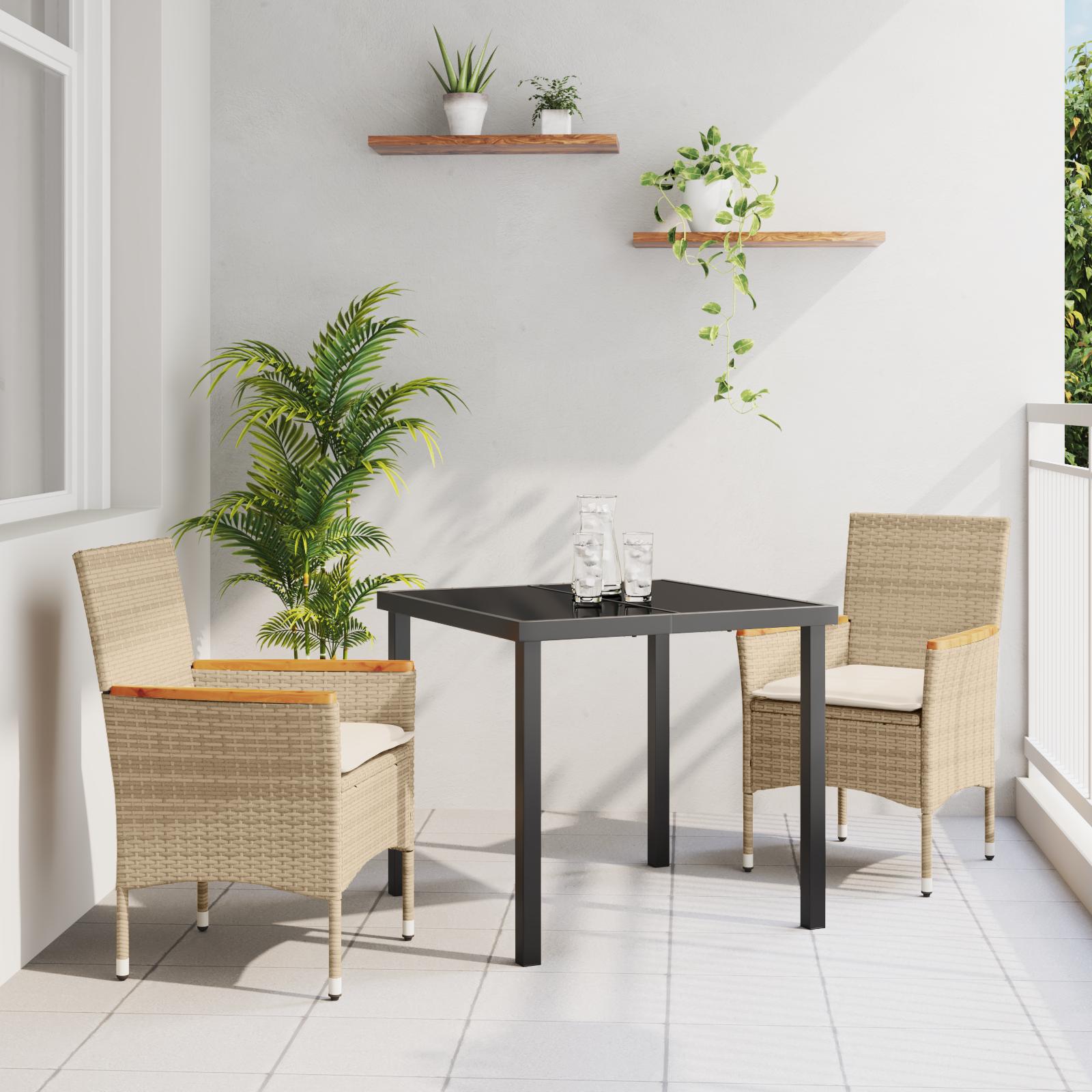 Have Spisebordssæt med pude 3 stk Beige Poly rattan