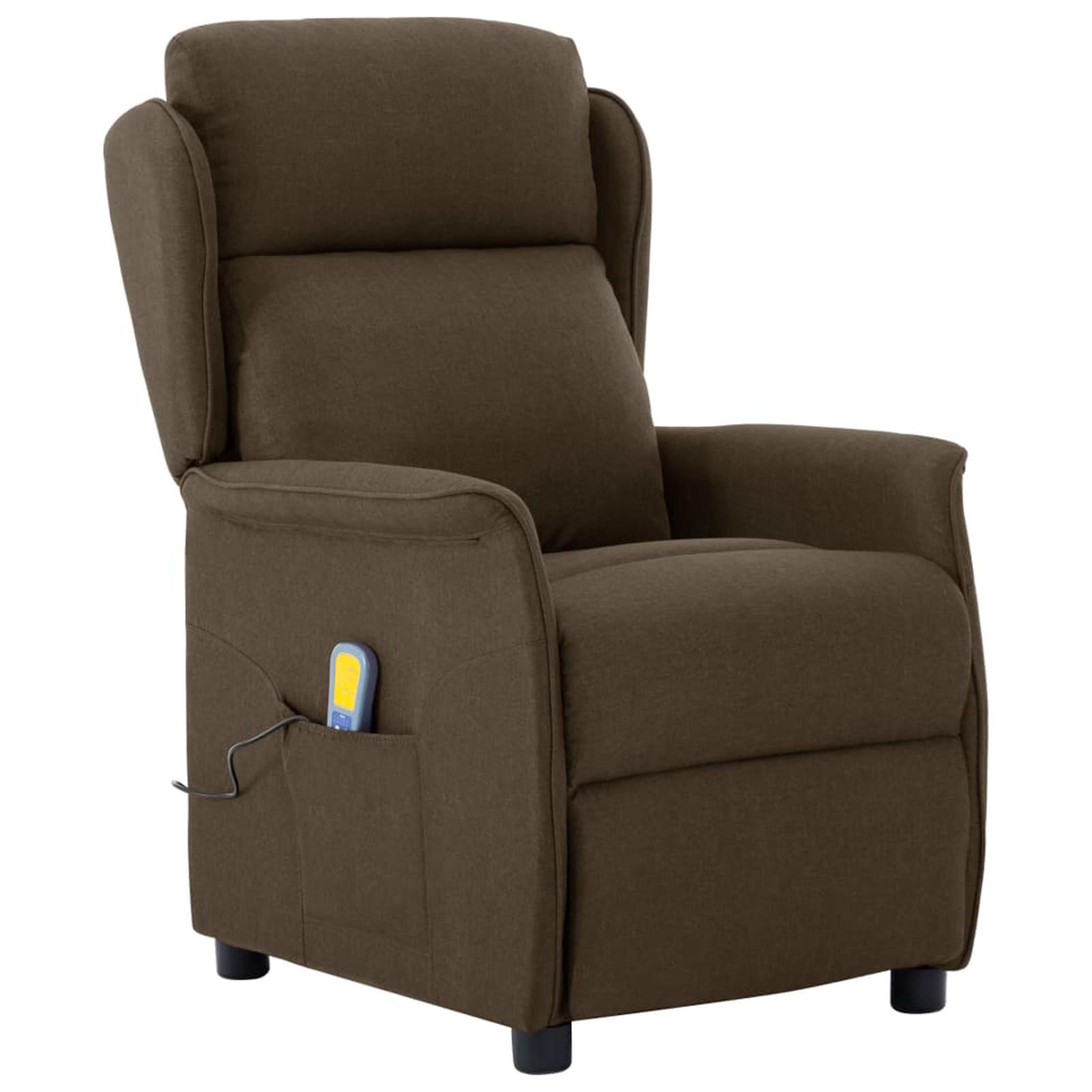 Massage Recliner Stol Brun Stof