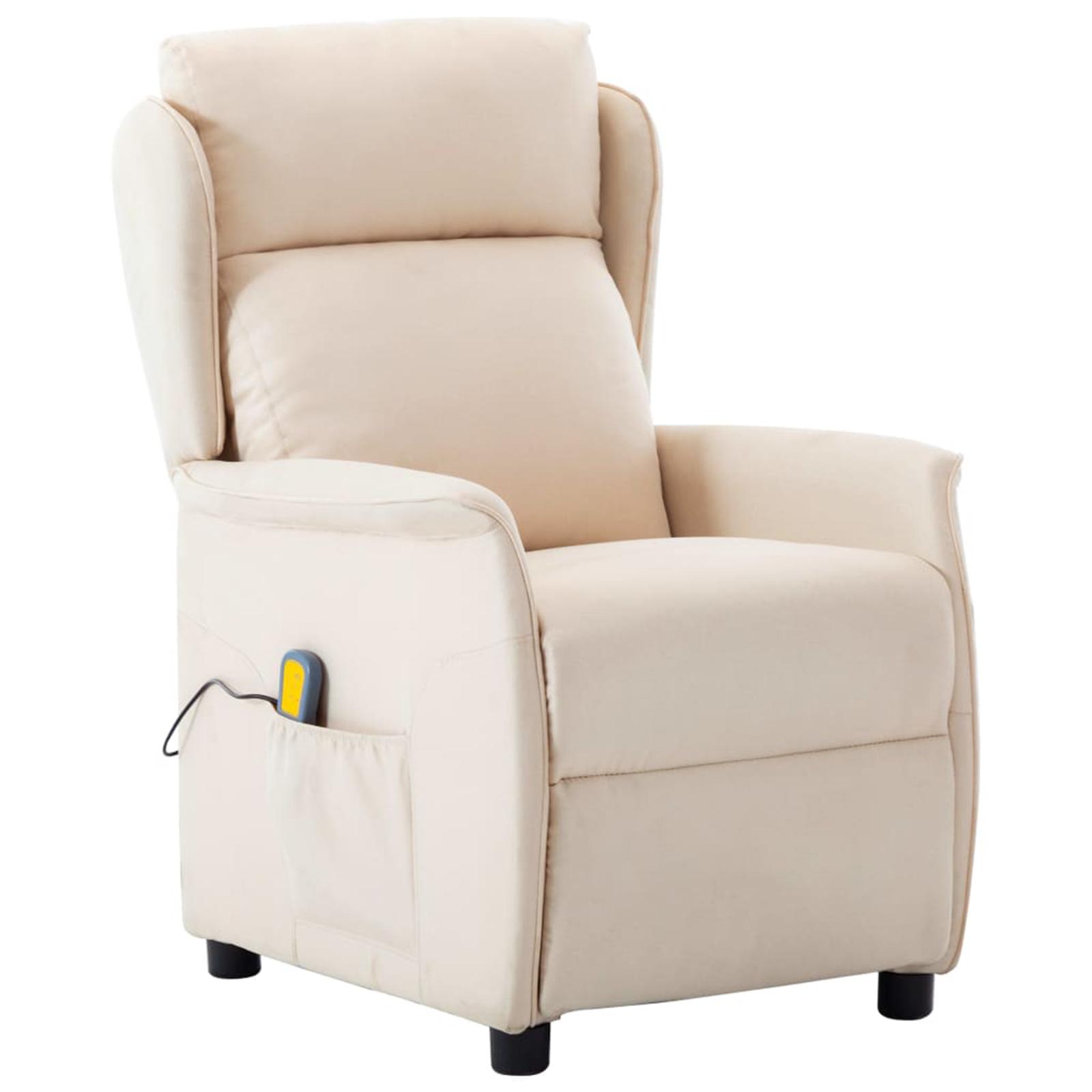 Massagestol med pude Creme 67.5 x 93.5 x 101.5 cm Stof