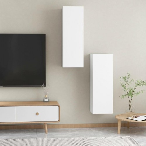 Væghængte tv-borde 2 stk. - hvid, 30,5 x 30 x 90 cm