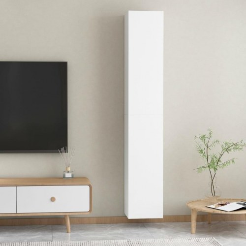 Væghængte tv-borde 2 stk. - hvid, 30,5 x 30 x 90 cm