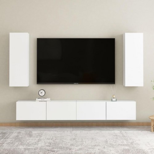 Væghængte tv-borde 2 stk. - hvid, 30,5 x 30 x 90 cm