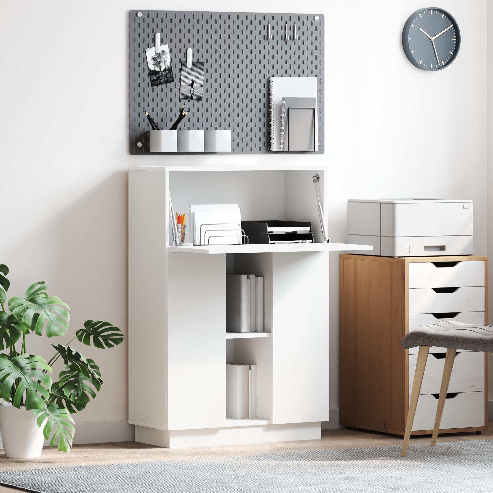 Hvidt Skrivebord Hvid Konstrueret Træ Medium Hvidt Skrivebord