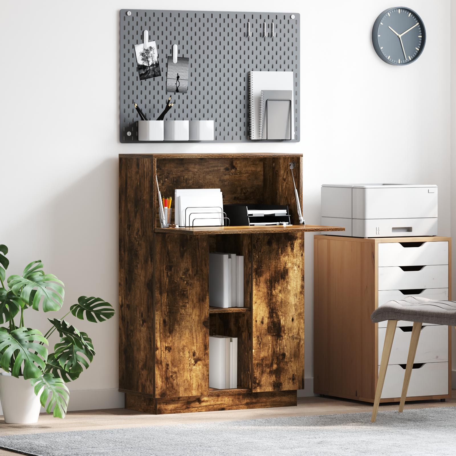 Bord med hylde Røget eg 71,5 x 31,5 x 106,5 cm Konstrueret træ