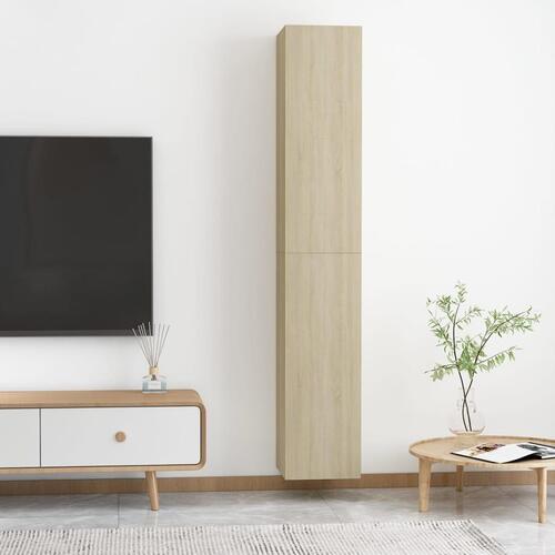 Tv-borde 2 stk. 30,5x30x90 cm konstrueret træ sonoma-eg
