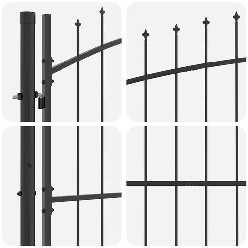 Haveport med Spidstop Sort 100x400 cm Stål