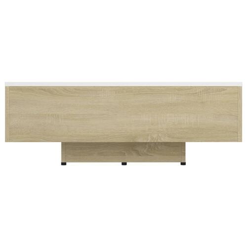 Sofabord 85x55x31 cm konstrueret træ hvid og sonoma-eg