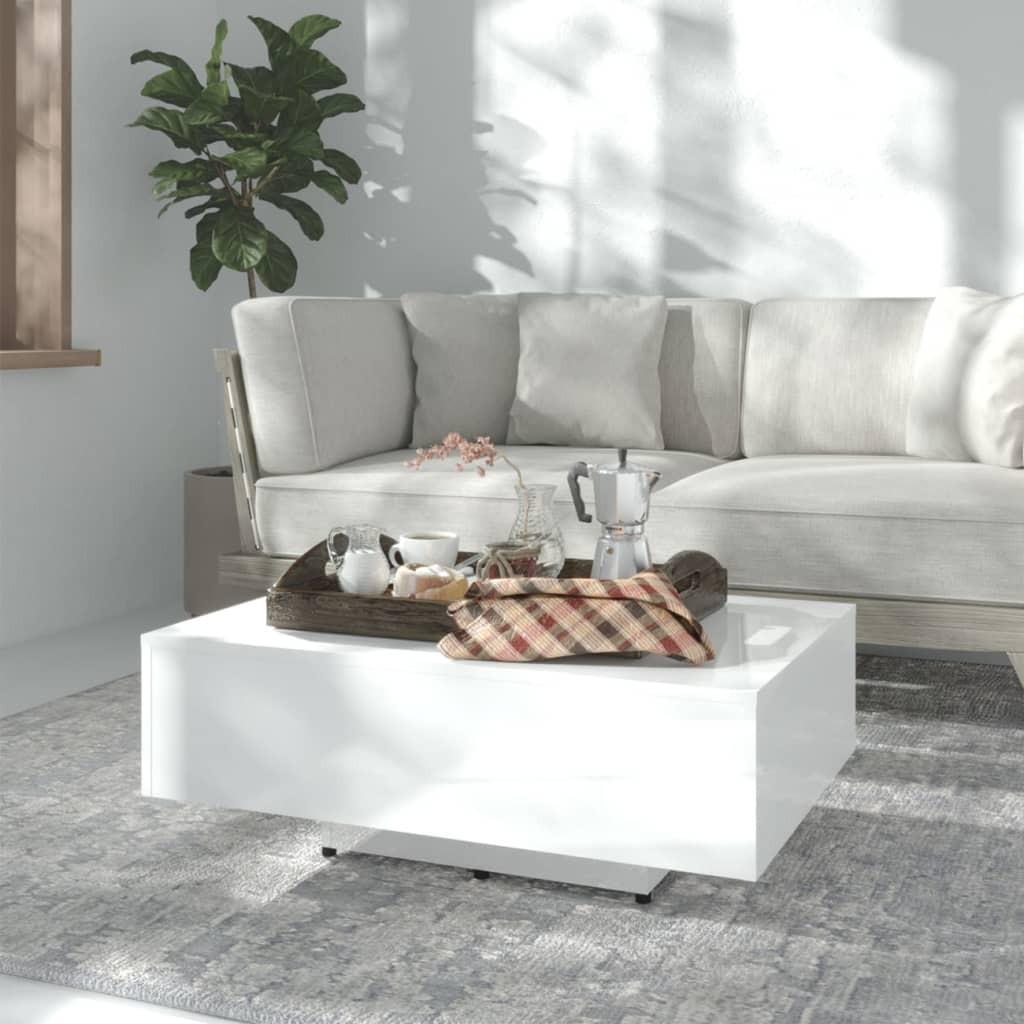 Sofabord 85x55x31 cm konstrueret træ hvid højglans