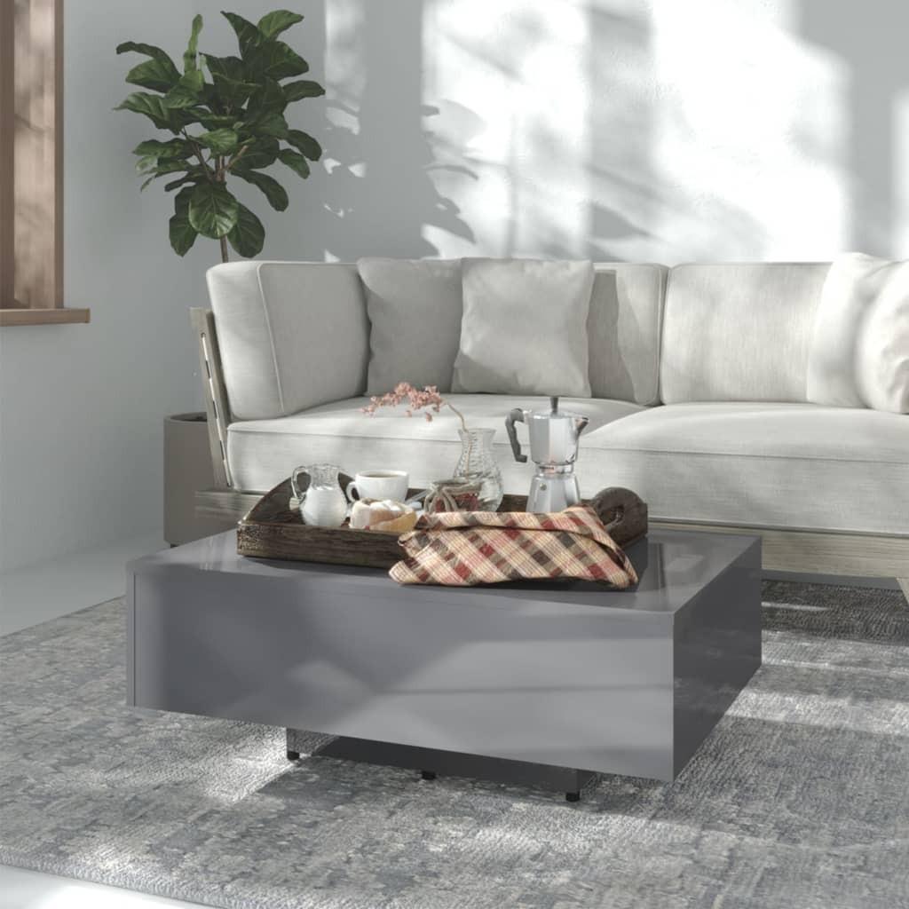 Sofabord 85x55x31 cm konstrueret træ grå højglans