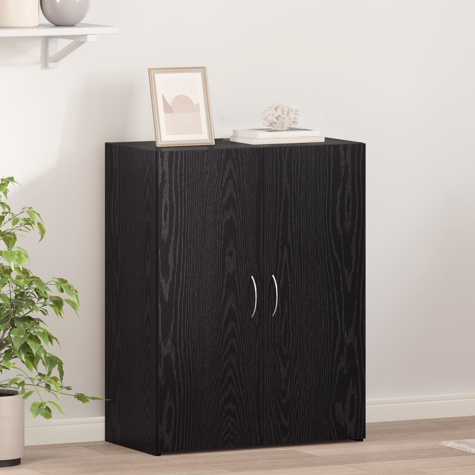 Kontorskab med hylde Sort eg 60 x 32 x 77.5 Konstrueret træ