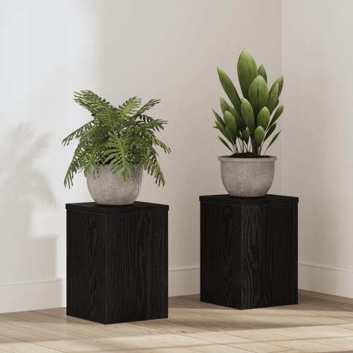Planteholdere 2 stk Sort egetræ 20x20x30 cm Engineered Wood
