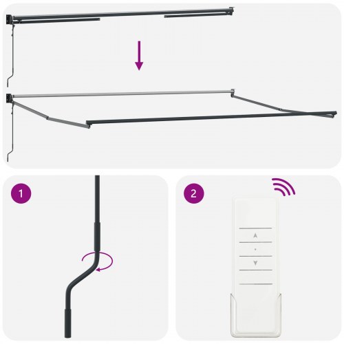 Automatisk Udtækkelig Markise Sort 400x300 cm, Markise Udskiftningsstof til 4x3 m Ramme Sort