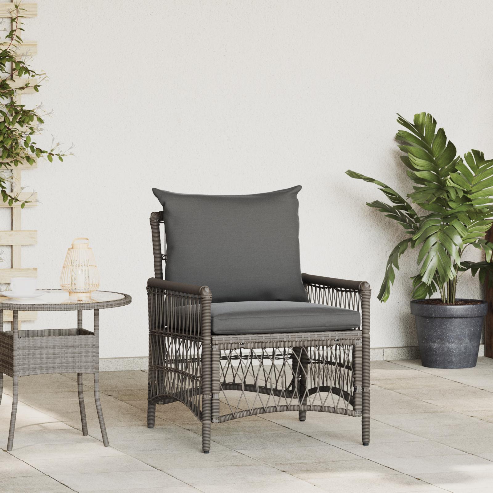 Havestol med pude i grå polyrattan - 73 × 61 × 77 cm