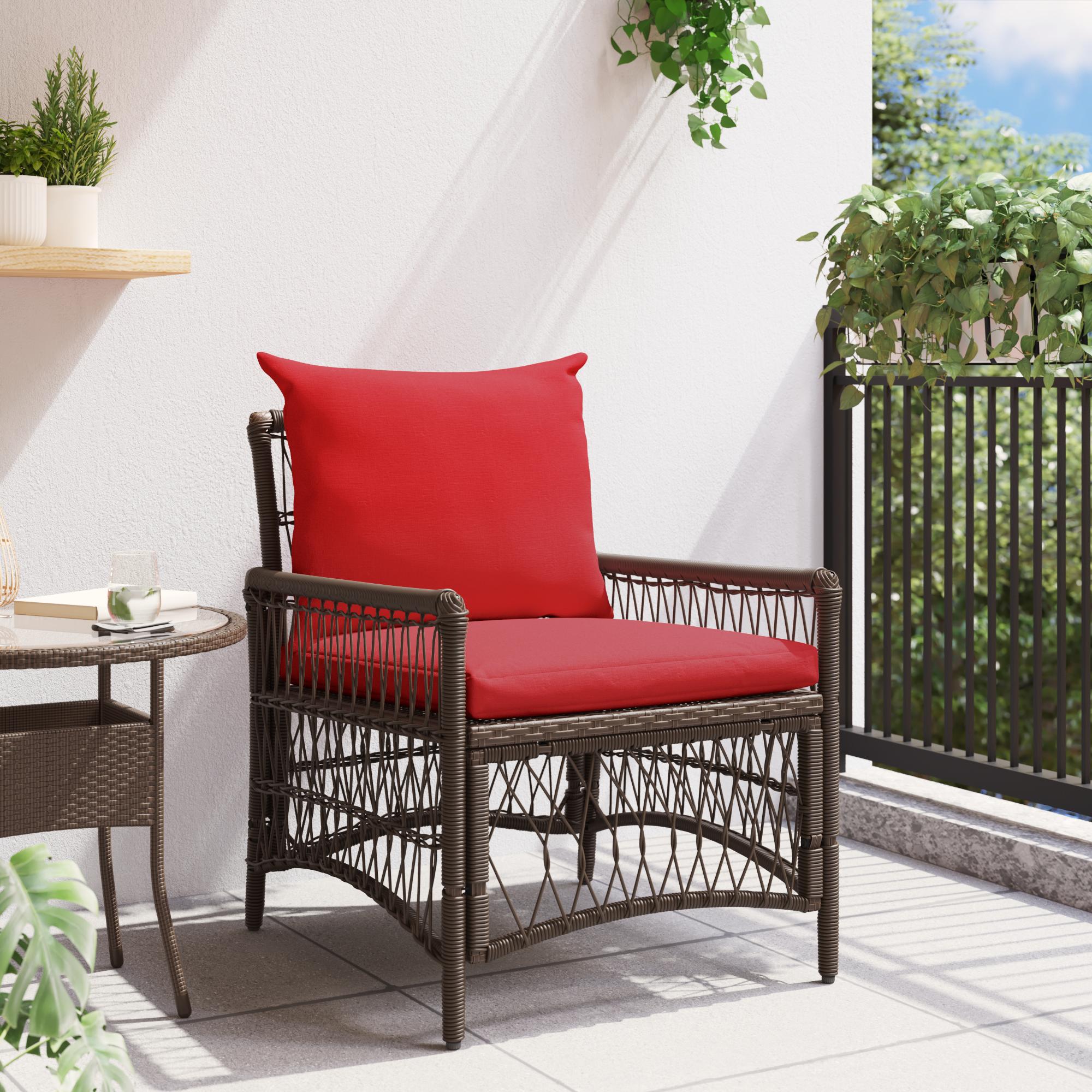 Havestol med pude i polyrattan - brun, 73 × 61 × 77 cm