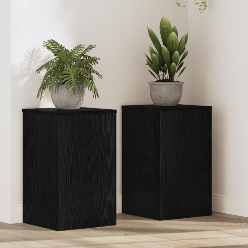 Planteholdere 2 stk Sort Egetræ 30x30x50 cm Ingeniørtræ