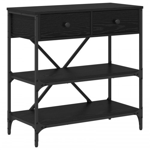 Konsolbord Sort Egetræ 75x34.5x75 cm Engineret Træ