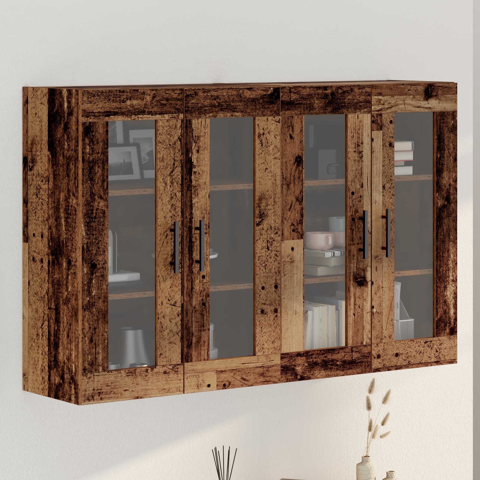 Væghængte skabe 2 stk Gammelt træ 69.5 x 34 x 90 cm Massivt træ
