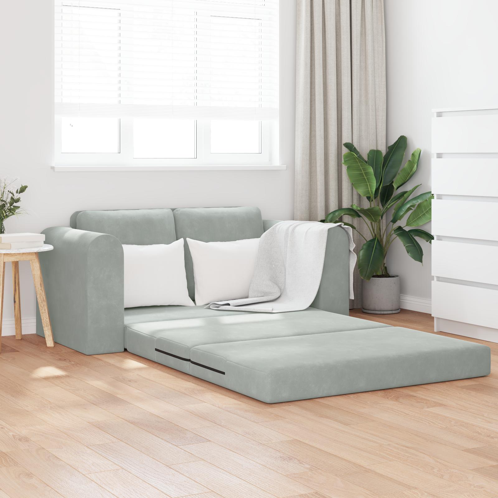 Sovesofa i fløjl - lysegrå, 148 × 71 × 83 cm