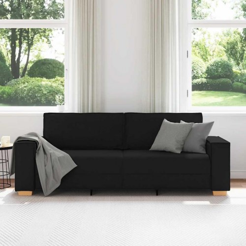 3-personers sofa sort 180 cm stof