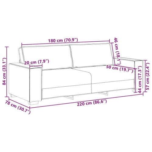 3-personers sofa sort 180 cm stof