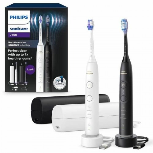 Philips Sonicare 7100 HX7429/02 elektrisk tandbørste - 2-pack (hvid/sort)