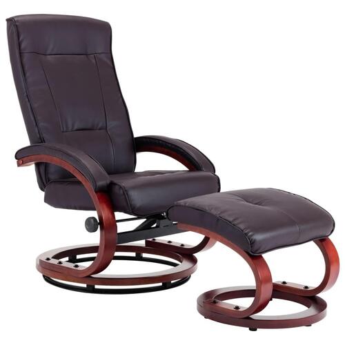 Lænestol med fodskammel brun kunstlæder