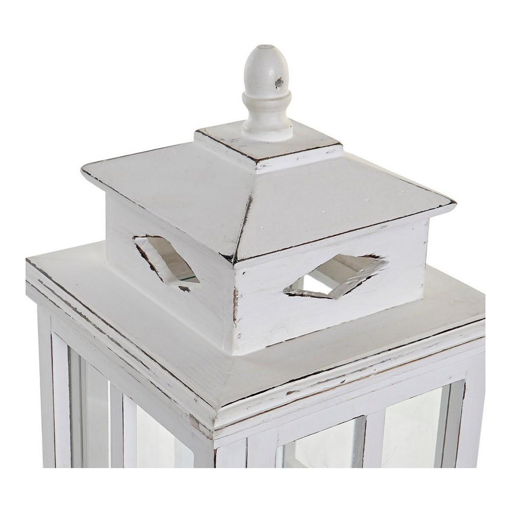 Lanterne - hvid, krystal og fyrretræ 22,5 × 22,5 × 47 cm