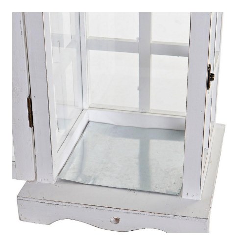 Lanterne - hvid i fyrretræ med krystal, 21 × 21 × 51 cm