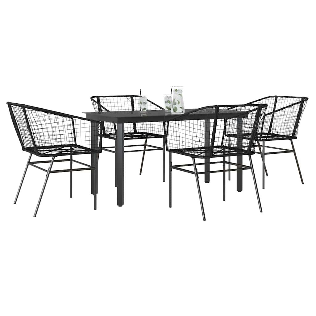 3 Dele Spisebordssæt til Haven Polyrattan Glas Sort - Sort / 140 x 70 x 74 cm / 4