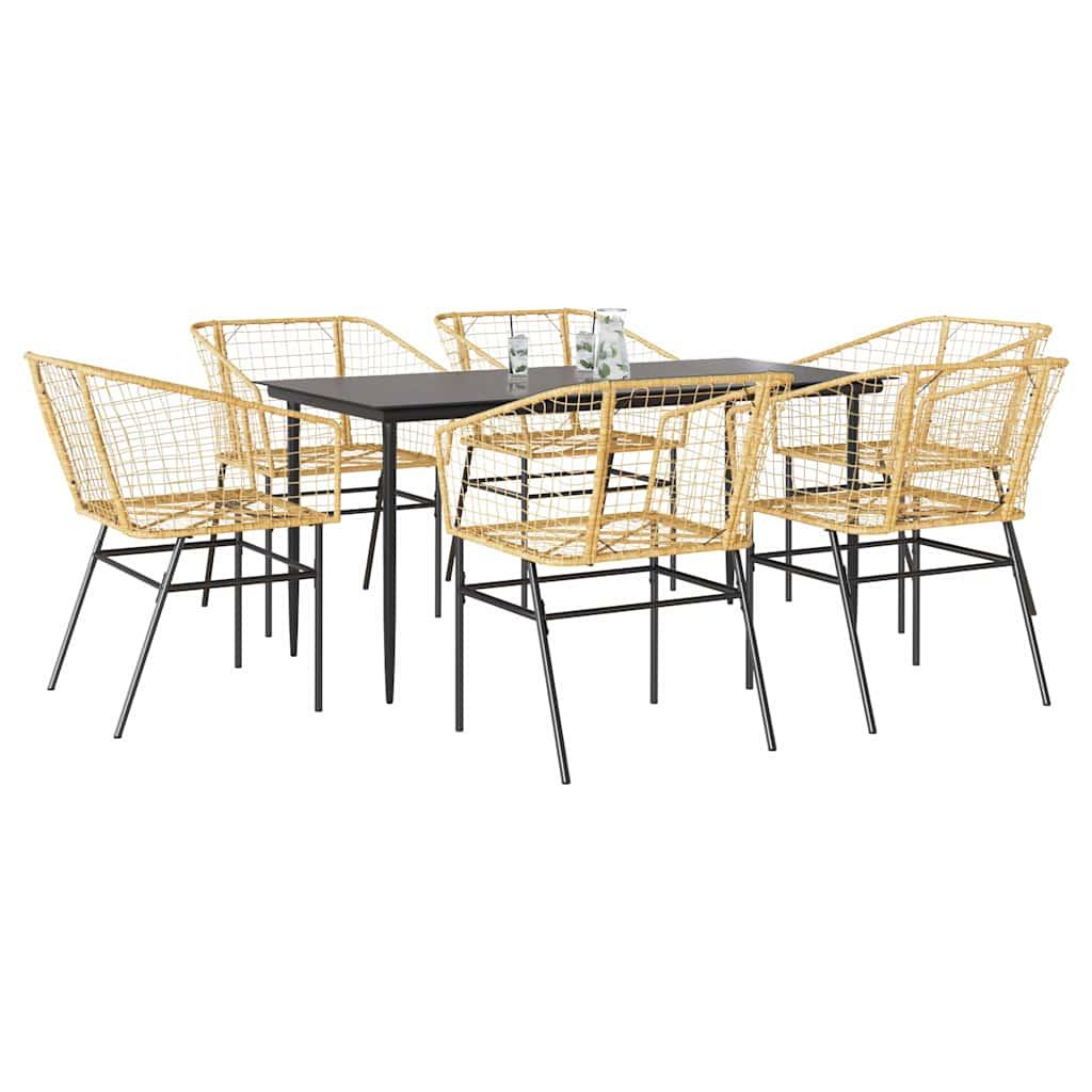 5 Dele Spisebordssæt Til Haven M. Hynder Polyrattan Glas Brun - 6 / Nej / 160 x 80 x 74 cm