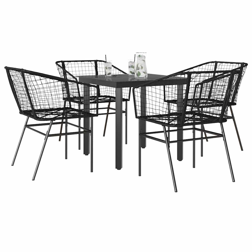 3 Dele Spisebordssæt til Haven Polyrattan Glas Sort - Sort / 80 x 80 x 74 cm / 4