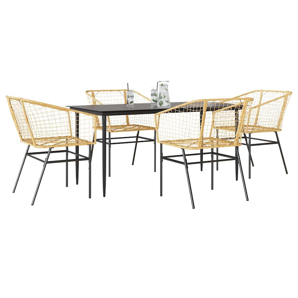 5 Dele Spisebordssæt Til Haven M. Hynder Polyrattan Glas Brun - 4 / Nej / 160 x 80 x 74 cm