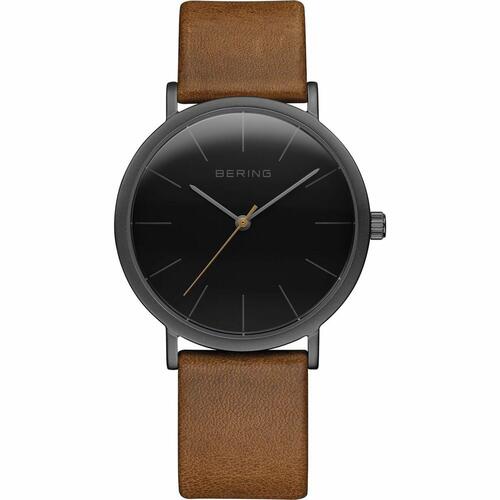 Bering unisex armbåndsur 13436-522 - 36 mm, sort skive, brun rem