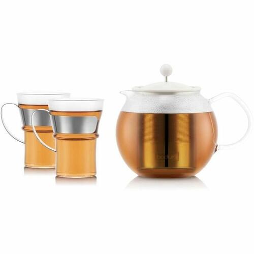 Bodum stempelkande-sæt, glas/rustfrit stål - 1,0 l + 0,35 l (8 enheder)
