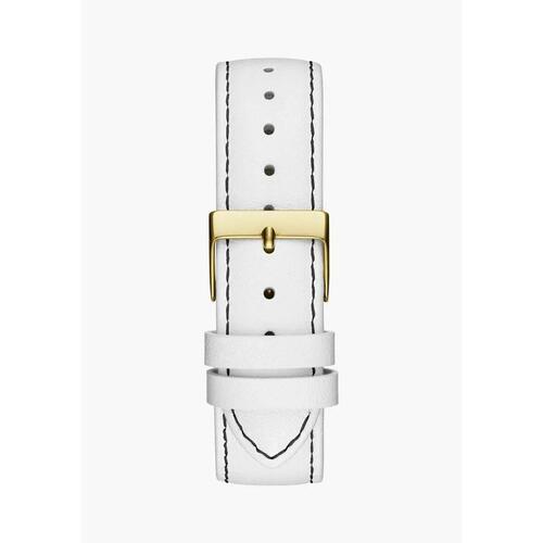 Guess dameur GW0399L1 - gylden skive, hvid læderrem (Ø 36 mm)
